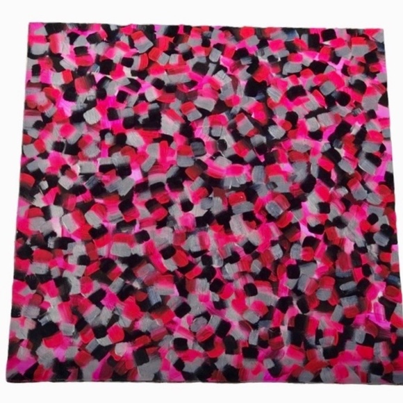 HANDCRAFTED CONFETTI ABSTRACT ART PINK, BLACK, SILVER - Picture 1 of 11